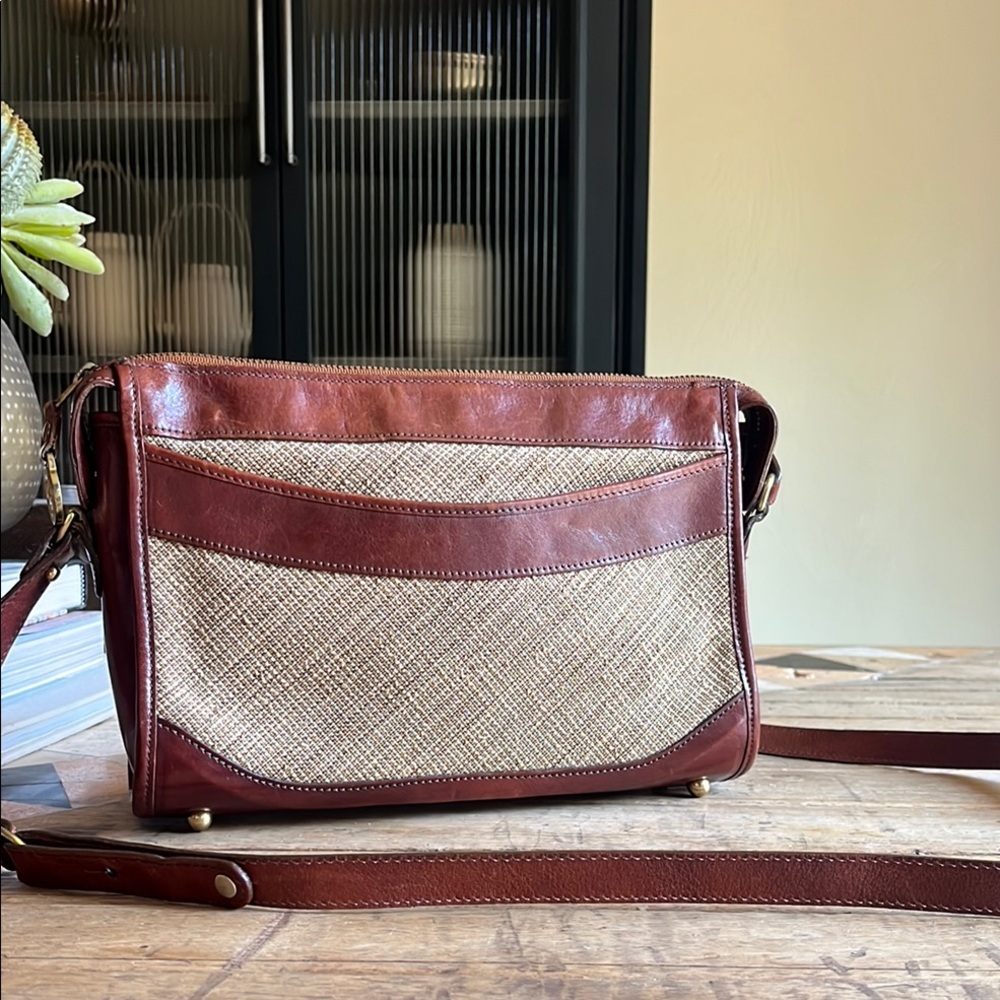Brahmin Brown and Tan Crossbody Bag with Elegant Design